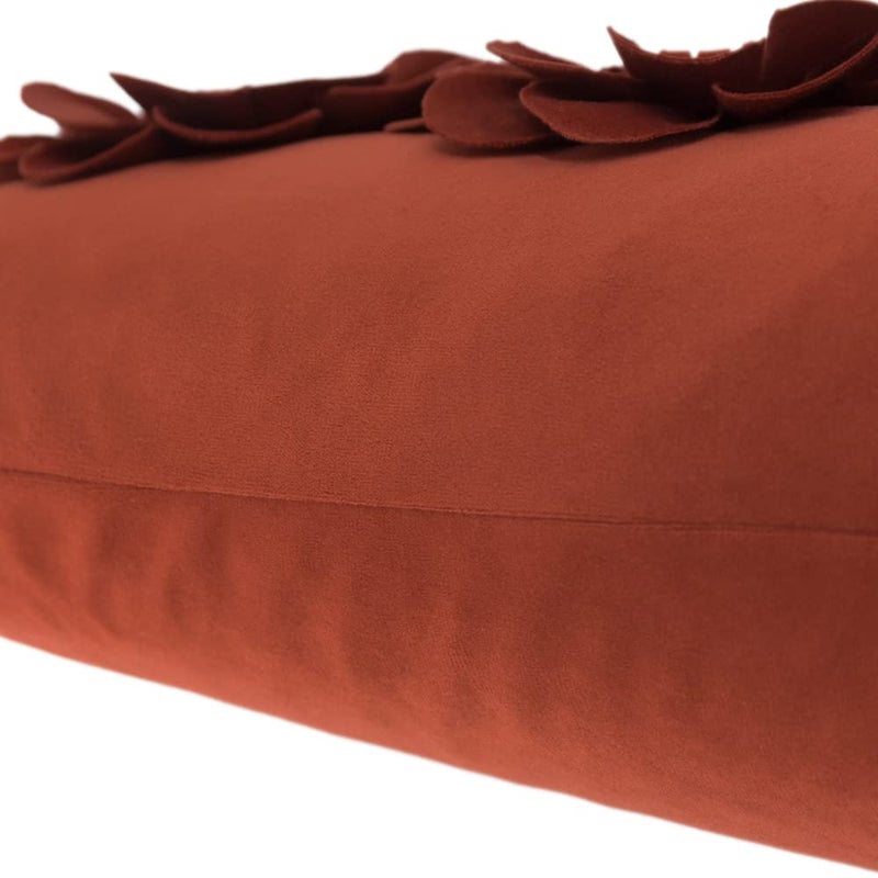 JWH 3D Flower Throw Pillow Cover Decorative Sunflower Accent Pillow Case Velvet Cushion Lumbar Floral Pillowcase for Bed Sofa Couch Living Room 12x20 Inches Rust Red - Image 5